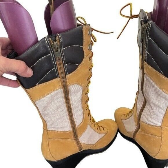Timberland Spring Point Lace Up 14” Wedge Boots Wheat/BLE 23617 US Women’s 9.5 M - Picture 6 of 9